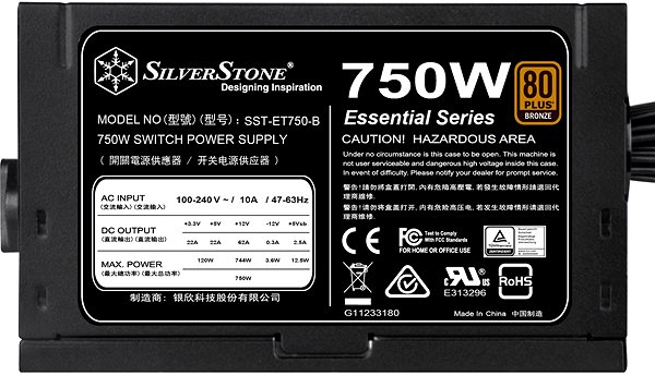 PC-Netzteil SilverStone Essential Bronze ET750-B 750W Screen