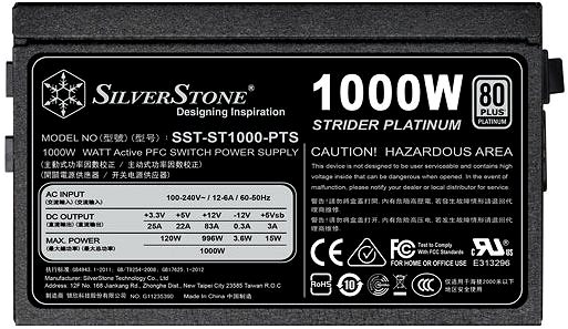 PC Power Supply SilverStone Strider Platinum ST1000-PTS 1000W Screen