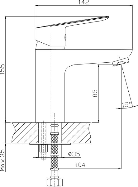 Tap AQUALINE Washbasin Mixer Technical draft