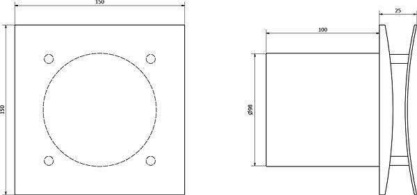 Bathroom fan SAPHO EIRA bathroom fan axial, duct 100 mm, EI101 .