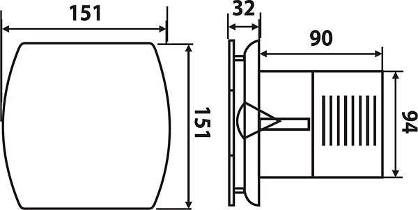 Bathroom fan SAPHO LEX bathroom fan axial with timer, 100mm pipe, stainless steel LX104 .