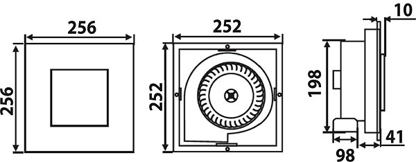 Bathroom fan SAPHO TECTO axial ceiling fan with timer, 100mm pipe, TC202 .