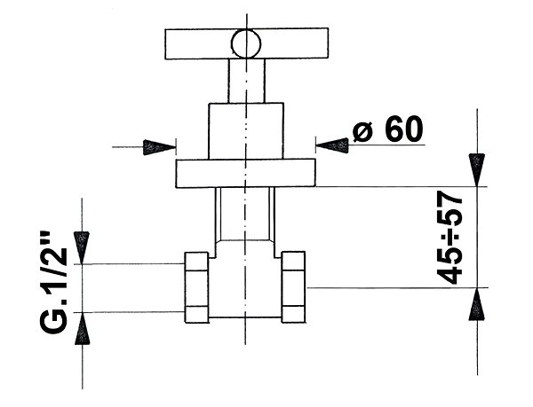 Tap REITANO RUBINETTERIA AXIA pedestal valve, cold, chrome 505C Technical draft