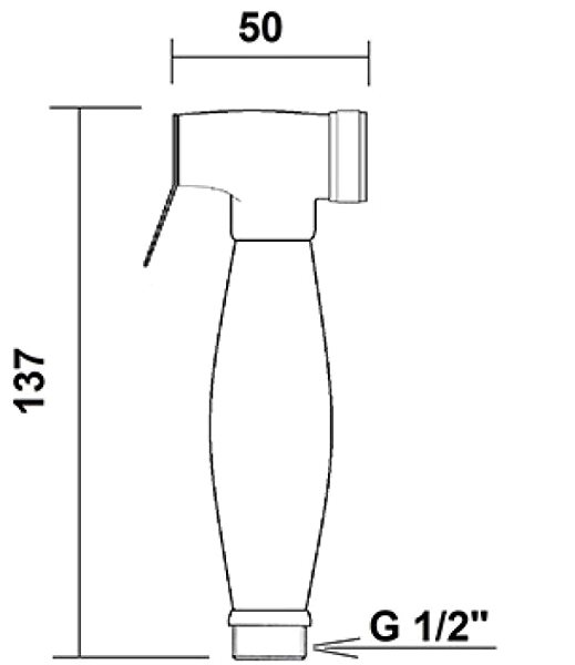 Shower Head REITANO RUBINETTERIA Retro Bidet Sprayer, Chrome DOC61 Technical Drawing