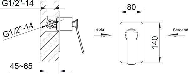 Tap SAPHO JUMPER concealed shower mixer, 1 outlet, chrome JM041 Technical draft