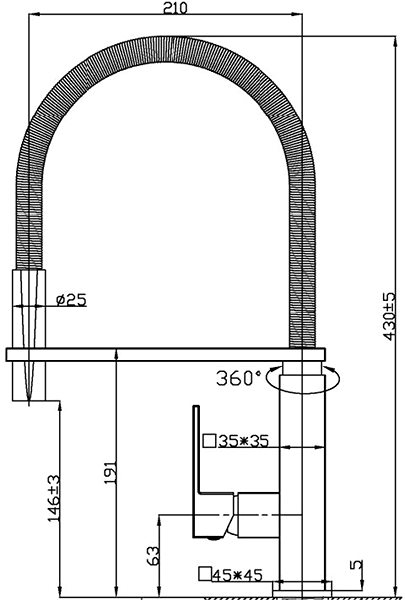 Tap SAPHO MAYA pedestal basin mixer with shower, chrome MA780 Technical draft