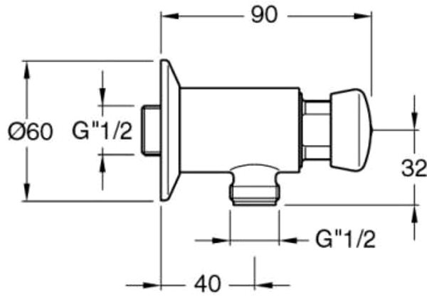 Tap SILFRA QUIK self-closing wall valve for urinal, chrome QK10051 Technical draft