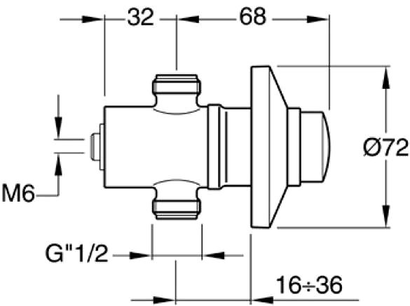 Tap SILFRA QUIK self-closing concealed shower valve, chrome QK15051 Technical draft