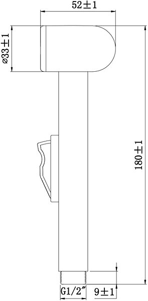 Vodovodná batéria AQUALINE Nástenný ventil s ručnou bidetovou sprchou, chróm SK215 Technický nákres