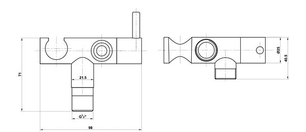 Vodovodná batéria AQUALINE Nástenný ventil s ručnou bidetovou sprchou, chróm SK215 Technický nákres