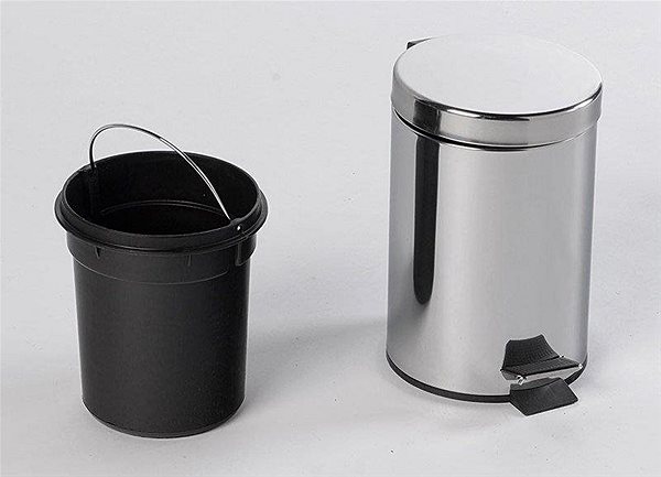 Rubbish Bin AQUALINE SIMPLE LINE waste basket round 3l, polished stainless steel 27103 Package content