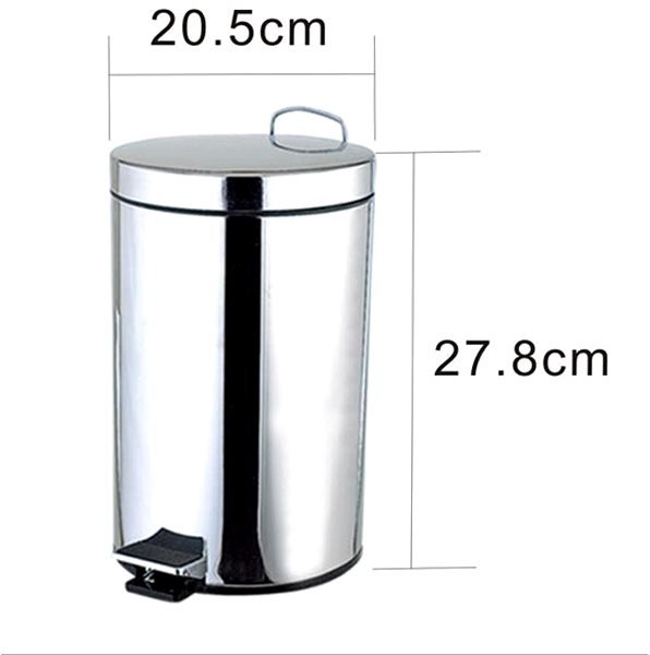 AQUALINE SIMPLE LINE round waste bin 5L, polished stainless steel 27105 technical drawing