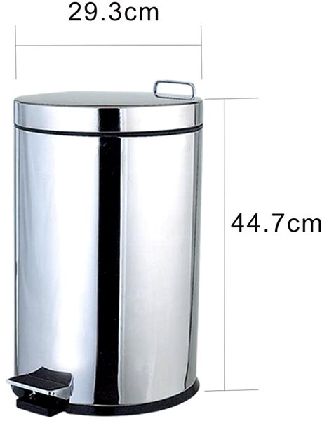 Rubbish Bin AQUALINE SIMPLE LINE waste basket round 20l, polished stainless steel 27120 Lateral view