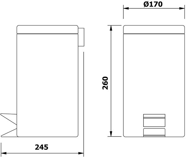 Rubbish Bin AQUALINE SIMPLE LINE waste basket round 3l, white 28103 Technical draft