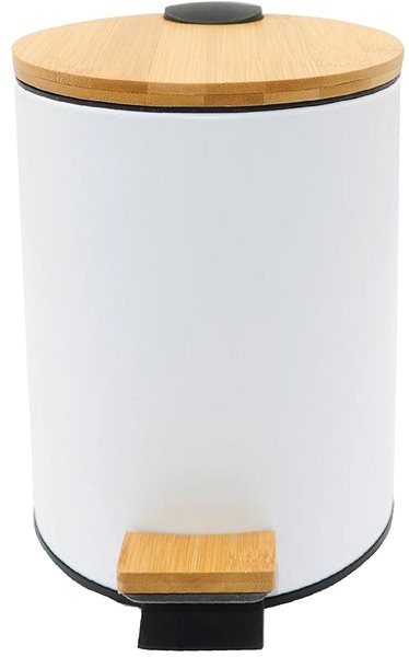 Rubbish Bin AQUALINE BAMBUS waste basket round 3l, white BI006 Screen