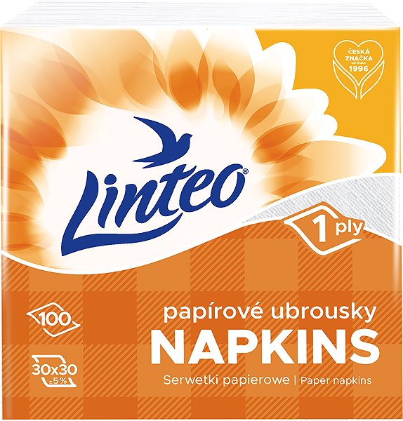 Papírové ubrousky LINTEO ubrousky bílé 30 × 30 cm, 100 ks ...
