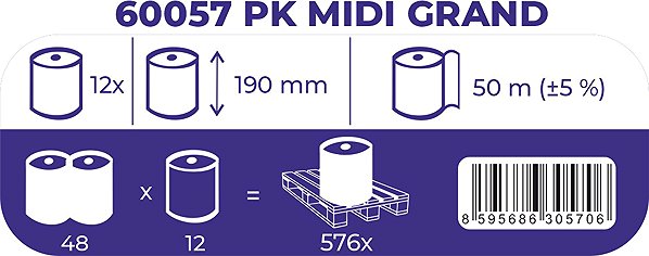 Paper towels LINTEO PK MIDI Grand blue recycled 50 m, 12 pcs.