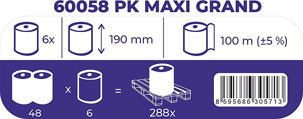 Paper towels LINTEO PK MAXI Grand blue recycled 130 m, 6 pcs.