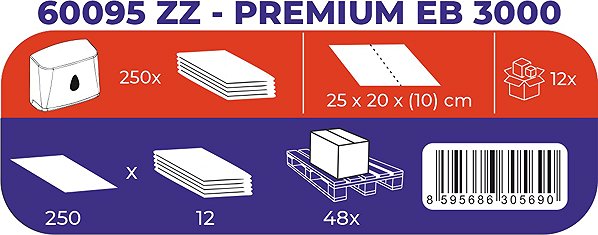 Paper towels LINTEO ZZ Premium 3000 white cellulose, 12×250 pcs.