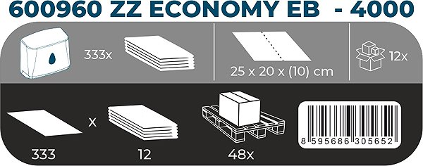Paper towels LINTEO ZZ Economy 4000 grey recycled, 12×333 pcs.