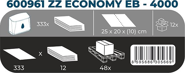 Paper towels LINTEO ZZ Economy 4000 green recycled, 12×333 pcs.