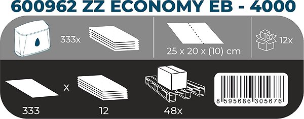 Paper towels LINTEO ZZ Economy 4000 white recycled, 12×333 pcs.