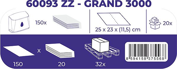 Paper towels LINTEO ZZ Grand 3000 white recycled, 20×150 pcs.