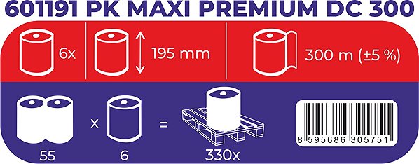 Paper towels LINTEO PK MAXI Premium DC cellulose 300 m, 6 pcs.