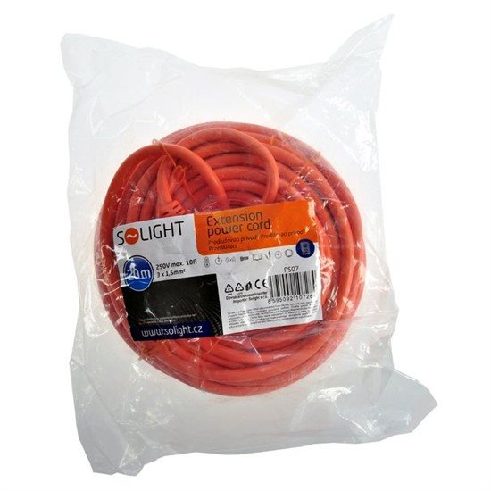 Hosszabbító kábel Solight hosszabbító kábel, 1 csatlakozóaljzat, narancsszín, 20m ...