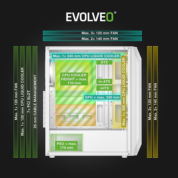 PC Case EVOLVEO Xenon White ...