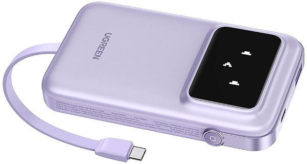 Power Bank UGREEN 10000mAh Quick Charging Robot 30W Power Bank Build-in USB-C Cable, purple ...