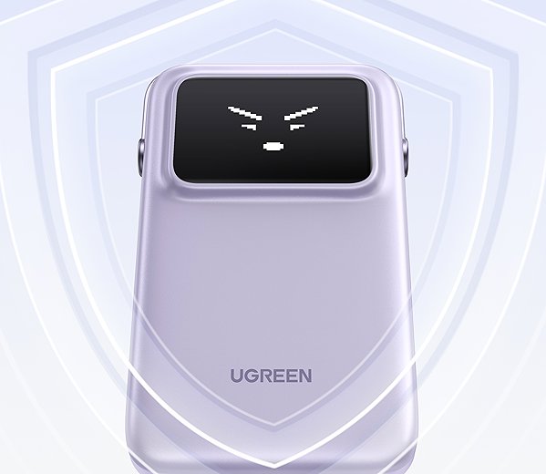 Power Bank UGREEN 10000mAh Quick Charging Robot 30W Power Bank Build-in USB-C Cable, purple ...