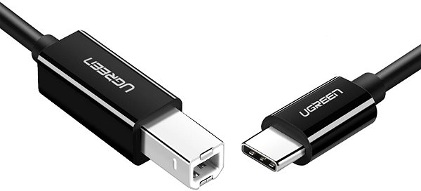 Adatkábel Ugreen USB-C to USB 2.0 Print Cable 2m Black Csatlakozási lehetőségek (portok)