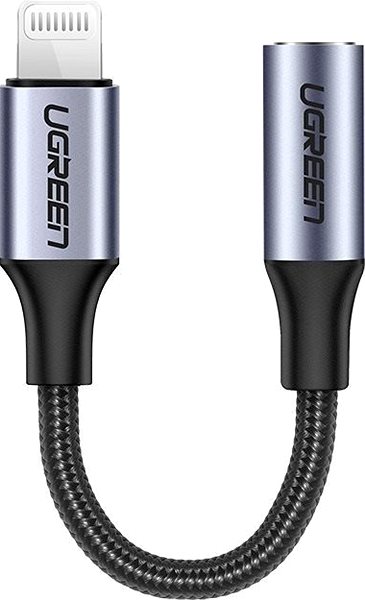 Adapter UGREEN Lightning M/F Round Cable Aluminum Shell with Braided 10 cm Black Screen