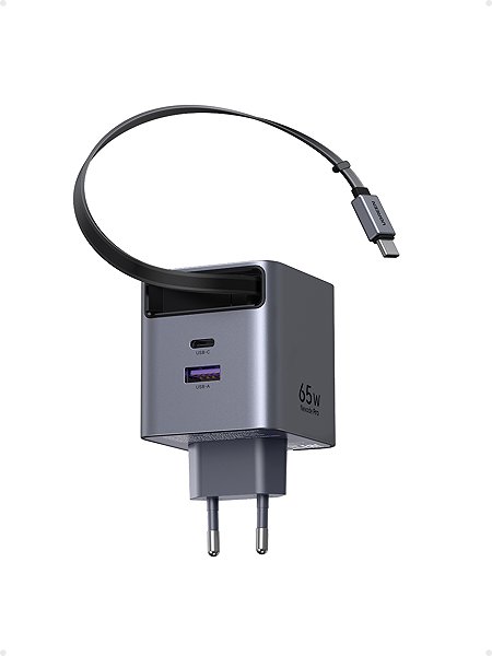 Wall Charger UGREEN 65W GaN Fast Charger with Retractable Cable ...