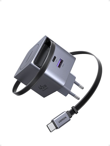 Wall Charger UGREEN 45W GaN Fast Charger with Retractable Cable ...