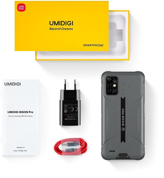 Mobiltelefon Umidigi Bison Pro szürke Csomag tartalma