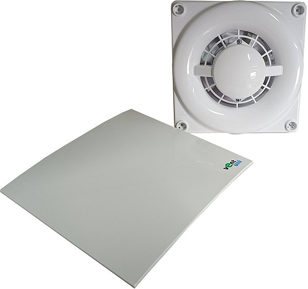 Bathroom fan Vent Uni VU-100-QUAD-C - silent with return damper, basic without functions.