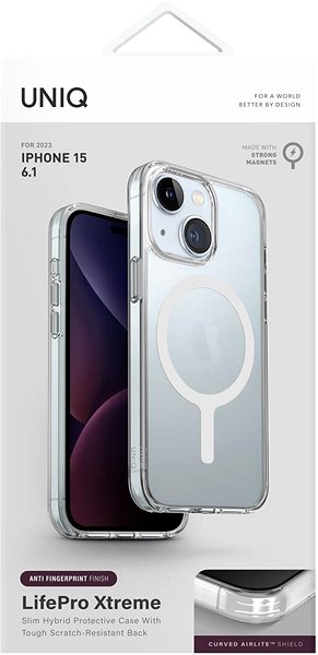 Telefon tok UNIQ LifePro Xtreme MagClick védőtok iPhone 15 készülékhez, Dove (Frost clear) ...
