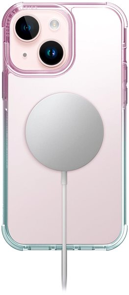 Telefon tok UNIQ Combat Duo MagClick Sky Blue/Powder Pink iPhone 15 pasztellszínű tok ...