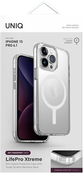 Kryt na mobil UNIQ LifePro Xtreme MagClick ochranný kryt na iPhone 15 Pro, Dove (Frost clear) ...