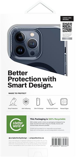 Kryt na mobil UNIQ LifePro Xtreme MagClick ochranný kryt na iPhone 15 Pro, Smoke blue.
