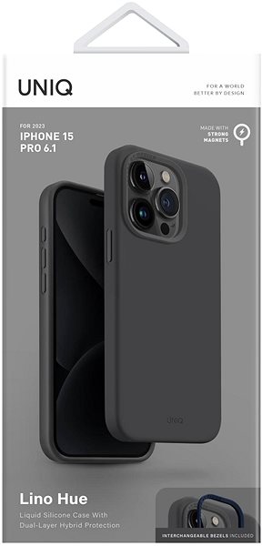 Telefon tok UNIQ Lino Hue MagClick védőburkolat iPhone 15 Pro készülékhez, Charcoal (Grey) ...