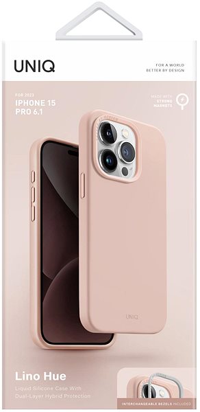 Handyhülle UNIQ Lino Hue MagClick Schutzhülle für iPhone 15 Pro, Blush (Pink) ...