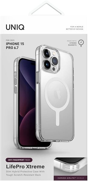 Kryt na mobil UNIQ LifePro Xtreme MagClick ochranný kryt na iPhone 15 Pro Max, Dove (Frost clear) ...
