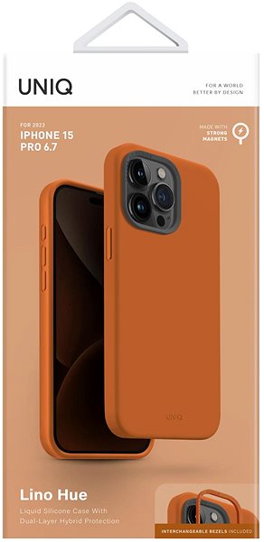 Telefon tok UNIQ Lino Hue MagClick Sunset iPhone 15 Pro Max narancsszínű tok ...