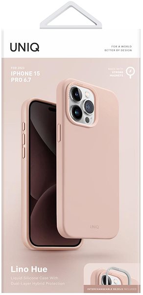 Telefon tok UNIQ Lino Hue MagClick Blush iPhone 15 Pro Max rózsaszín tok ...
