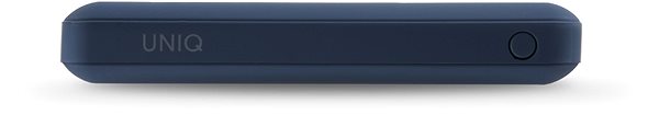 Powerbank Uniq Fuele Mini 8000mAh USB-C PD Tasche Indigo Blue Power Bank Seitlicher Anblick