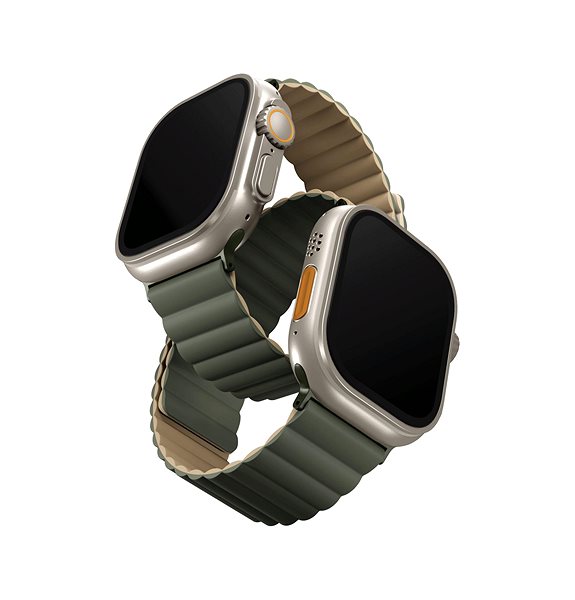 Armband UNIQ Revix Reversible Magnetarmband für Apple Watch 42/44/45/Ultra 49mm grün/braun ...