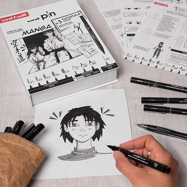Liners UNI PIN gift set Manga, 8 liners + SHALAKU micropencil .